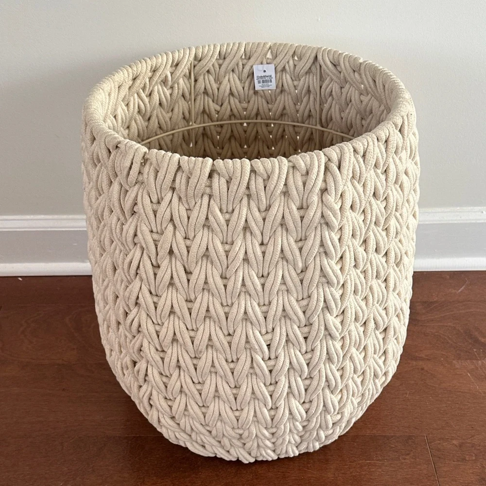 Crate & Barrel - Rulon White Medium Blanket Basket - Picture 5 of 8